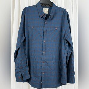 Alexander Julian Colours Blue Plaid Shirt XL Cotton Blend Long Sleeve Workwear